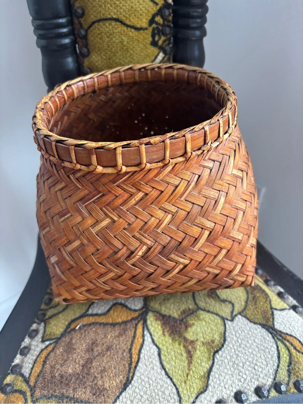Vintage Japanese Bamboo Basket: Sumitori Style, Ikebana Vase, Wabi-Sabi Decor